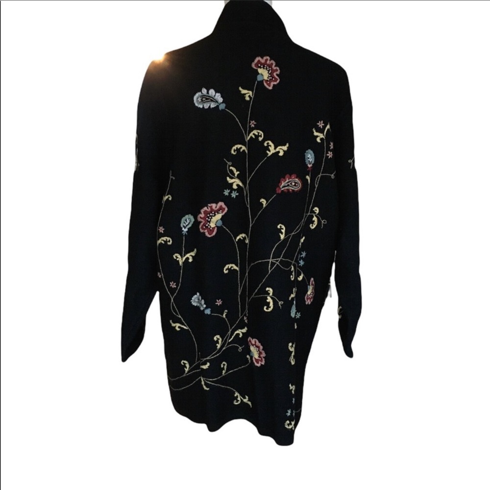 Embroidered Boiled Wool Coat - Picture 3 of 4